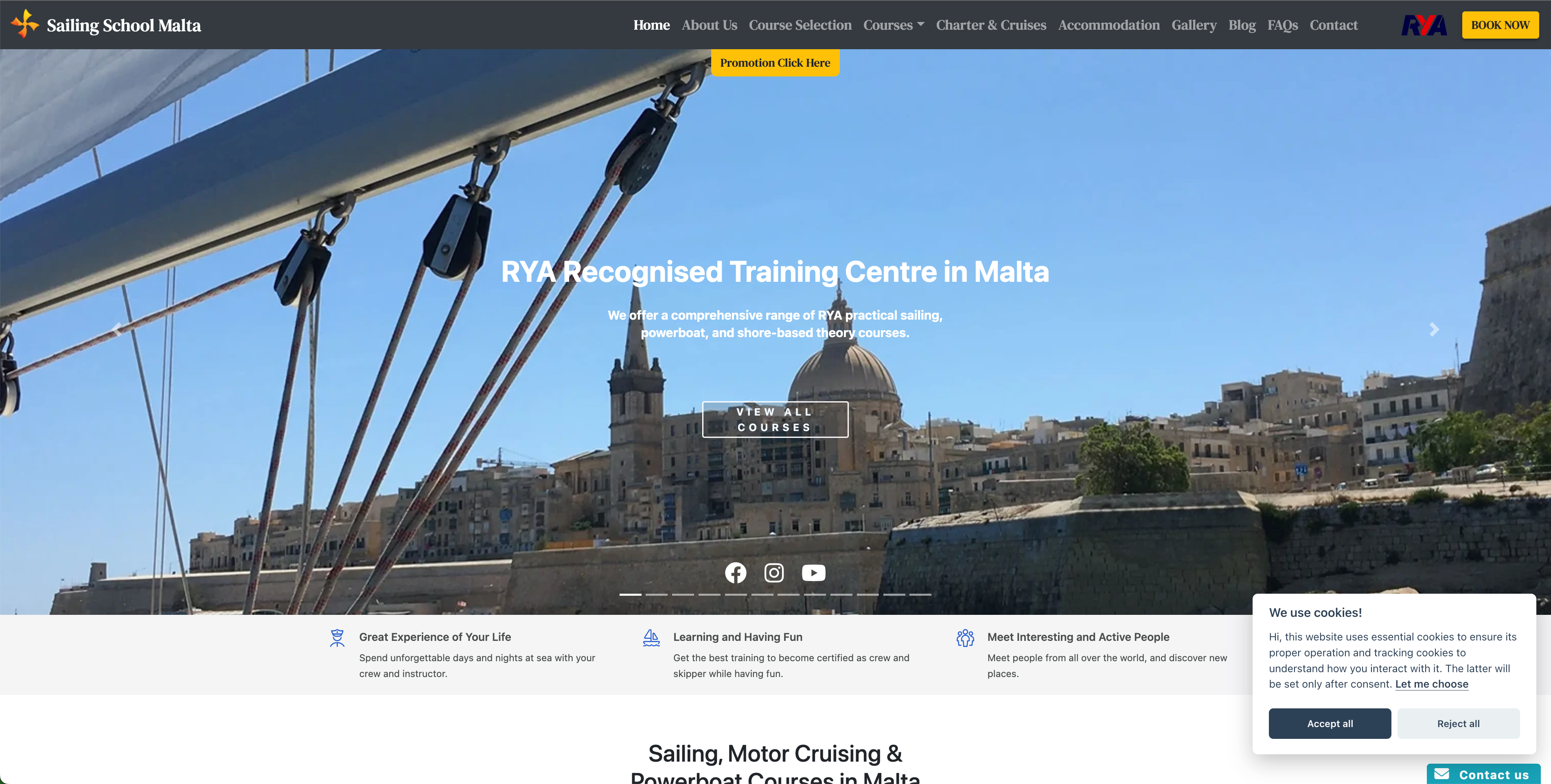 Sailing School Malta website